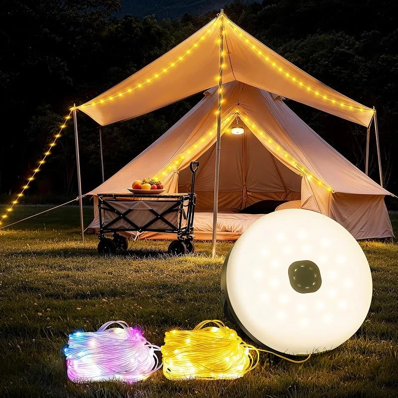Besuche den FOMYHEARD-Store Camping Lichterkette Aufrollbar 10M, 3 in 1 LED Camping Gadgets — Weihnachtsbeleuchtung