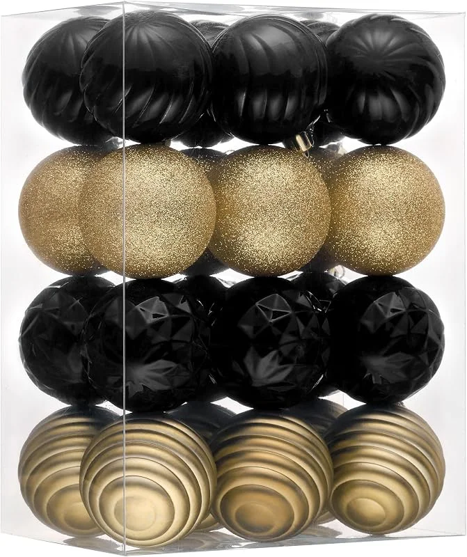 Besuche den Valery Madelyn-Store Valery Madelyn Weihnachtsbaumschmuck-Set, 24 Karat, 6 cm — Weihnachtsdeko