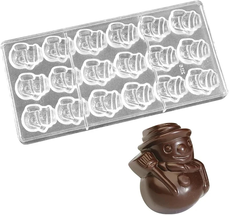 Marke: TUKE TUKE Professionelle Polycarbonat-Form für Schokolade, Süßigkeiten, Seife, Eis – robust, flexibel, antihaftbeschichtet, spülmaschinenfest, lebensmittelecht (E_ Schneemann) — Weihnachtskueche