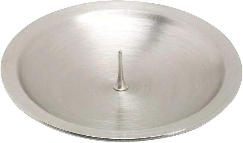 Besuche den NKlaus-Store NKlaus Kerzenteller aus Messing Silber mit Dorn, Ø 7, 7 cm — Kerzenlicht Abendessen