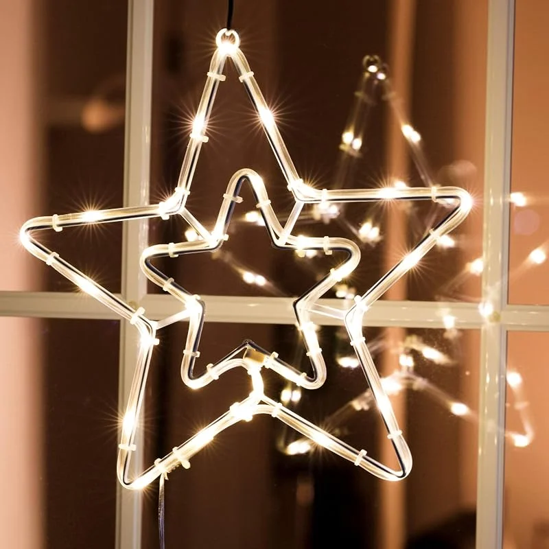Besuche den Spetebo-Store Spetebo LED Lichtschlauch Stern 30 LED mit Timer - Innen und Außen, warmweiß - Fensterdeko Fenster Silhouette beleuchtet Fensterbild — Weihnachtsdeko