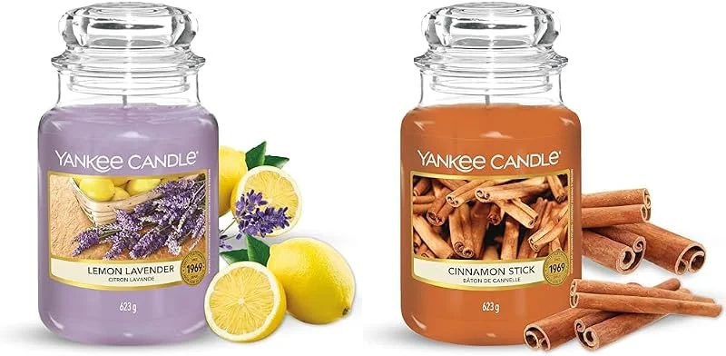 Marke: Yankee Candle Yankee Candle Duftkerze im großen Jar, Lemon Lavender & Duftkerze im Glas (groß) – Cinnamon Stick – Kerze mit langer Brenndauer bis zu 150 Stunden – Perfekte Geschenke für Frauen — Kerzenlicht Abendessen