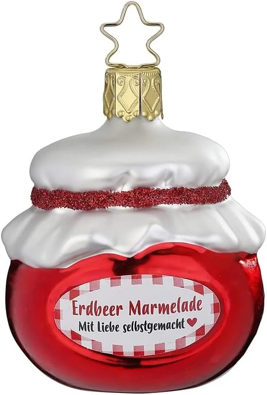 Besuche den Inge-glas-Store Inge-glas - Christbaumschmuck, Weihnachtsbaumschmuck - Erdbeer Marmelade - Glas - Farbe: rot - Höhe 7 cm — Weihnachtsdeko
