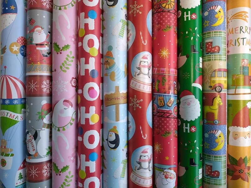 Besuche den Wrede Verpackungen-Store 10 Rollen Kinder Weihnachtspapier, Geschenkpapier WEIHNACHTEN 2m x0, 7m — Geschenkverpackung