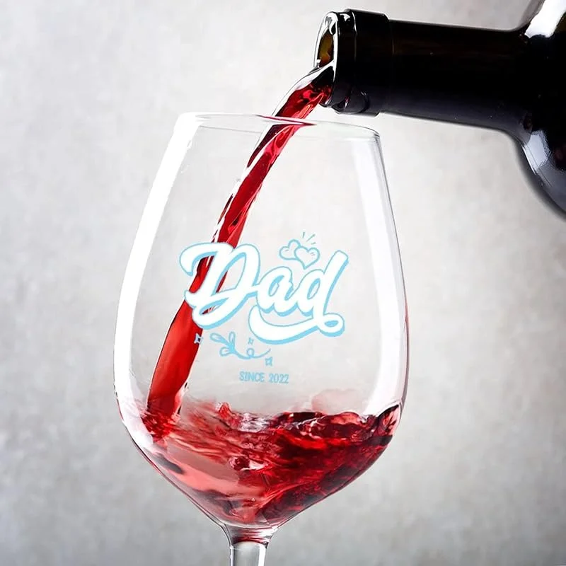 Marke: Rimego Weinglas-Kelch, Promoted to Dad, Stielweinglas, Set mit 2 Weingläsern mit Sprüchen für Paare, Jahrestag, Hochzeit, Geschenk, personalisierte Weingeschenke für Frauen und Männer — Wein und Festtafel