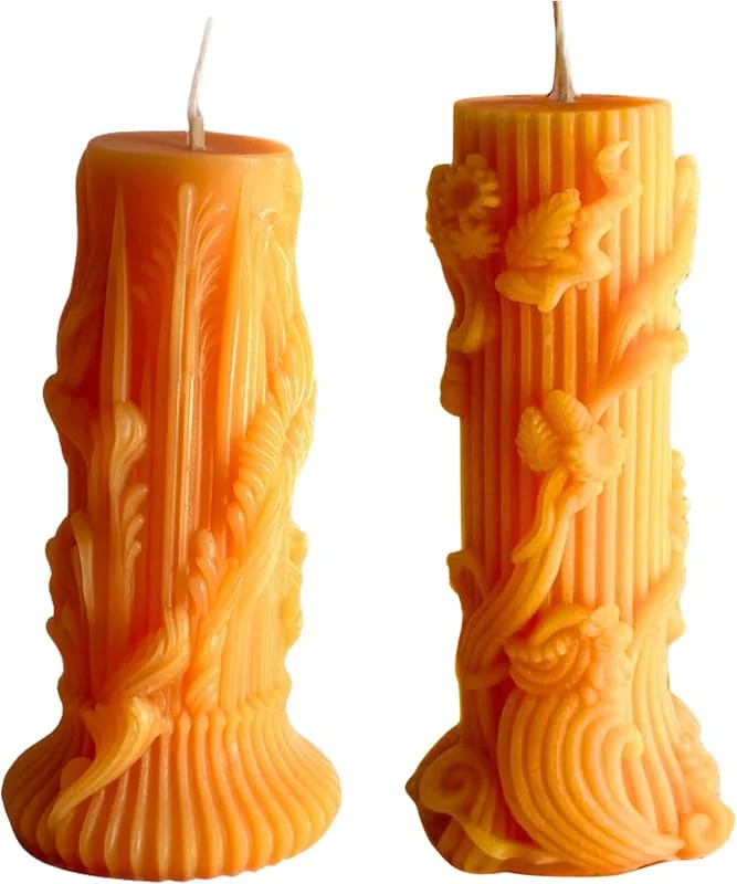 Besuche den NoblesBox-Store Handgemachte Kerzen aus natürlichem Bienenwachs, Besondere Kerzen Deko, Nachhaltige Kerze für Zuhause & Geschenkideen, Kerzenwachs Natur, Set mit 2 Stück Orange — Kerzenlicht Abendessen