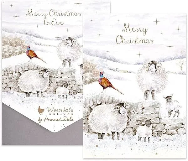 Marke: Wrendale Designs Wrendale Designs by Hannah Dale – Merry Christmass to Ewe – Weihnachts-Notizkarten-Set – 8 Stück — Geschenkverpackung