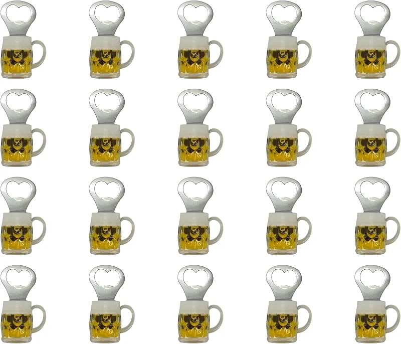 Besuche den Ciffre-Store 20er Set Bierkrug Flaschenöffner Magnet Kühlschrankmagnet mit Bierglas Design Wiederverwendbarer Kapselheber Geschenkidee für Küche Bar und Partys — Wein und Festtafel