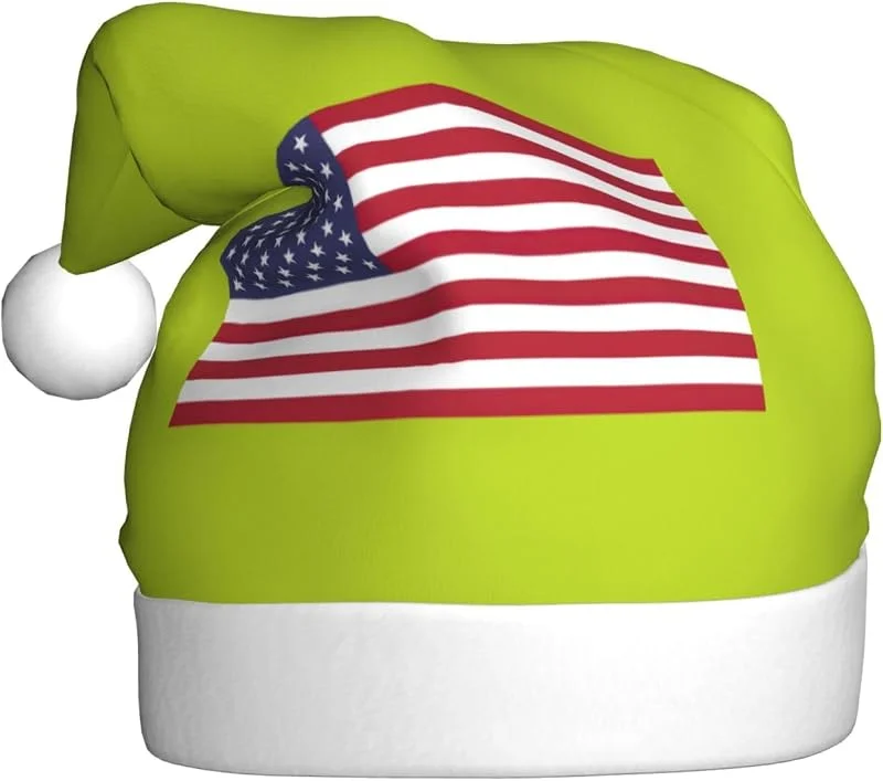 Marke: Tamiger Weihnachtsmützen mit amerikanischer Flagge, saisonal, festlich — Weihnachtsmode