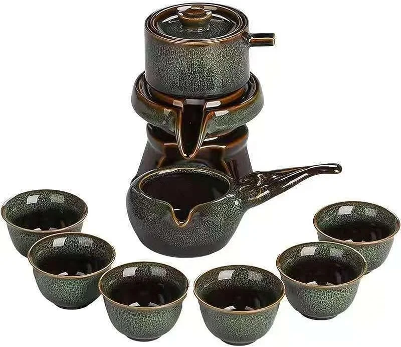 Besuche den Scizorito-Store Lazy Tea Set, Automatischer Steinmahltopf, GongFu Tee Set, Geschenkbox Geeignet für Teezeremonie Partys, Vatertag, Geburtstag und Weihnachten (faule Grün) — Geschenkverpackung