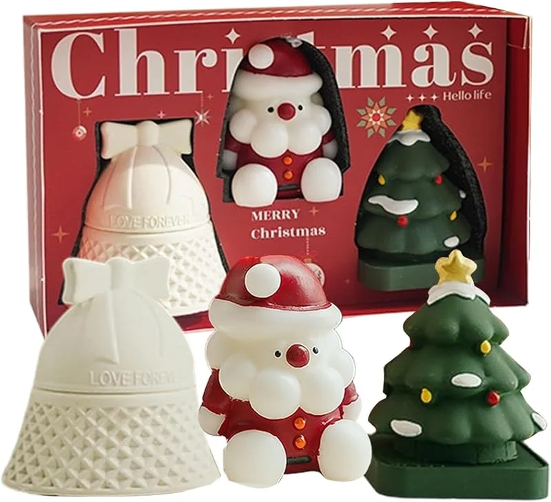 Marke: Générique Duftkerzen für Weihnachten, 3 Stück, Weihnachtsmann, in Form einer Glocke — Kerzenlicht Abendessen