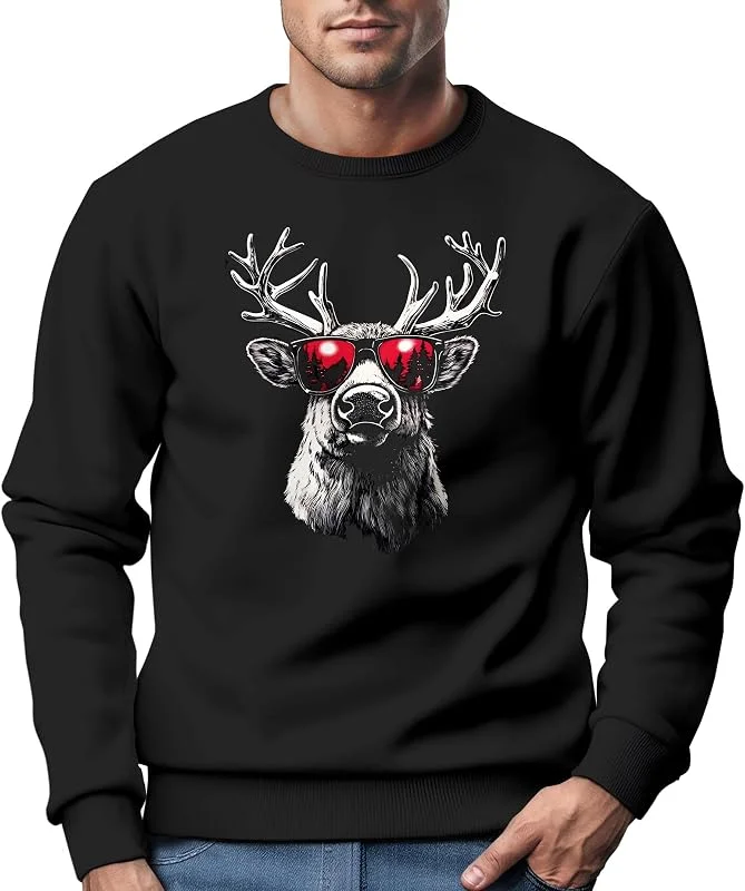 Besuche den MoonWorks-Store MoonWorks® Sweatshirt Herren Weihnachtspullover Aufdruck Rentier Sonnenbrille Weihnachtsoutfit Männer — Weihnachtsmode