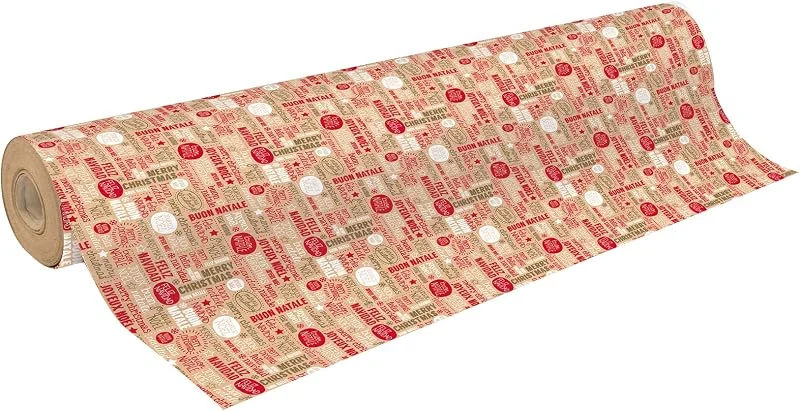 Besuche den Clairefontaine-Store Clairefontaine 223811C - Rolle Geschenkapier Recycling Kraftpapier, 50m x 70cm, 70g, Weihnachtswünsche — Geschenkverpackung