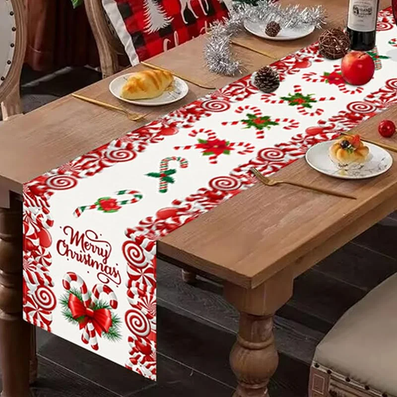Marke: Generisch Weihnachtliche Tischdekoration, Tischdecke, Küchendekoration, rechteckiger Tischläufer für Weihnachten, Zuckerstange, Tischläufer für Zuhause, Residenzen, Restaurants, Cafés — Küche & Haushalt