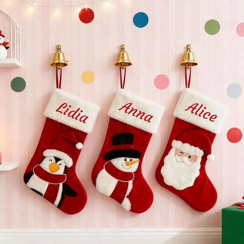Marke: Generisch Generisch 6 PCS Personalisiert Weihnachtsstrumpf, Namensstickerei, 44 cm — Weihnachtsdeko