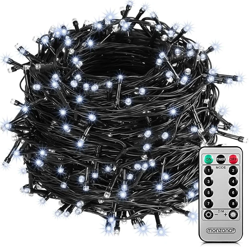 Besuche den Monzana-Store Monzana® 200 LED Lichterkette 20m Weihnachtsbaum Außen Innen Timer 8 Modi Dimmbar Fernbedienung IP44 Fenster Deko Weihnachten Beleuchtung Warmweiß — Weihnachtsbeleuchtung