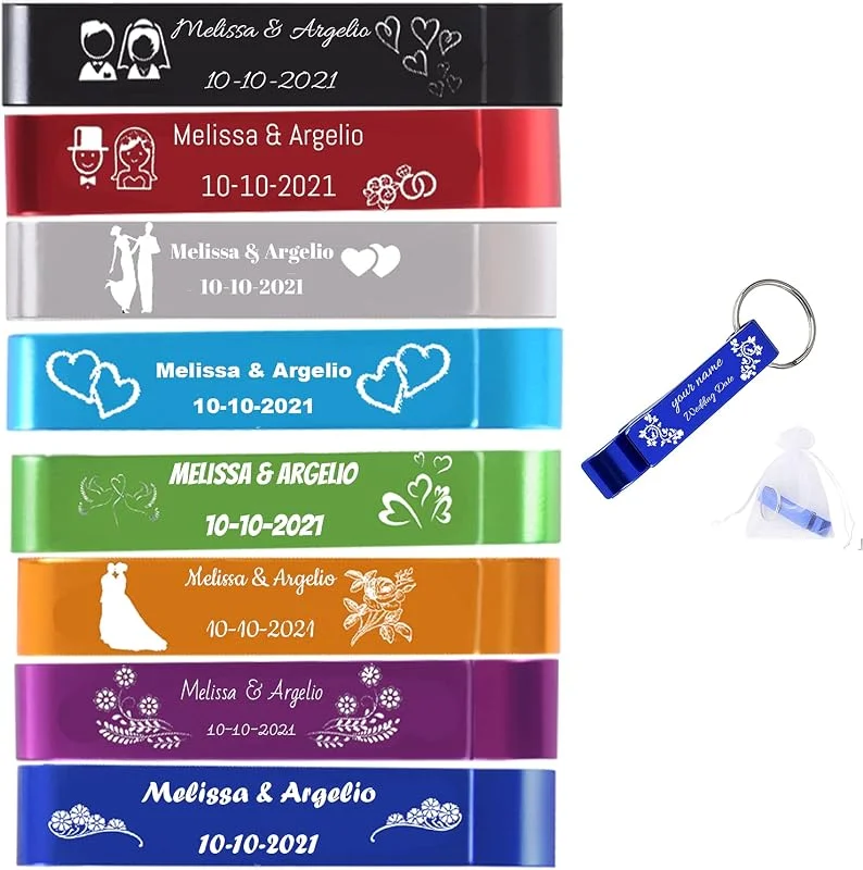 Marke: CWYW 60pcs-Kunden-Taschengröße Flaschenöffner für Hochzeitsfeier, Hochzeitsbevorzugungen für Gast, maßgeschneiderte Flaschenöffner, farbenfroh, Aluminium — Wein und Festtafel