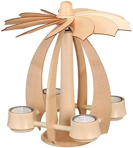 Besuche den Rudolphs Schatzkiste-Store Rudolphs Schatzkiste Schwebepyramide Natur BxHxT 24x27x24cm NEU Pyramide Schweben Holzpyramide Seiffen Erzgebirge Weihnachten Wärmespiel Teelicht Lichter Figur Holz Flügel Kerzen — Weihnachtsdeko
