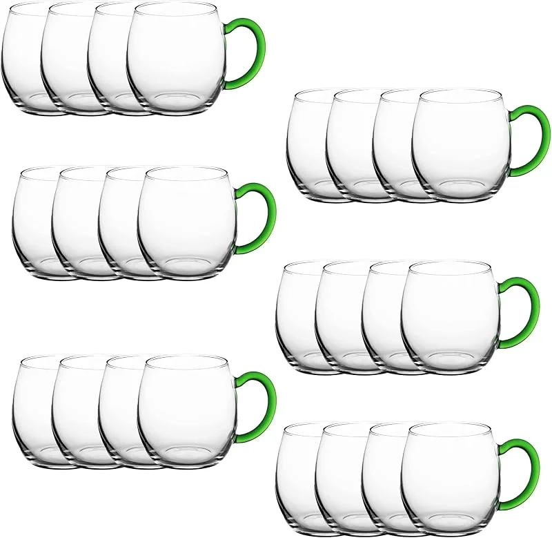 Besuche den Novaliv-Store Novaliv 24 xWeinseidel mit grünem Henkel 250 ml Weinglas geeicht Glas Weißweinglas Glühweingläser Glühweintasse Punchgläser Teegläser mit Henkel Schorleglas — Wein und Festtafel