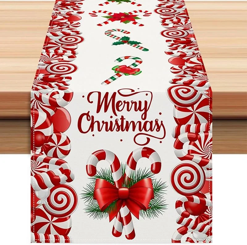 Marke: Generisch Weihnachts-Tischläufer Mit Zuckerstangen 33x183 cm Niedliche Frohe — Küche & Haushalt