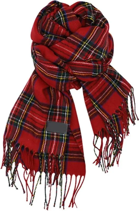 Marke: Glixoft Weihnachtsschal Karomuster, Schottischer Tartan, Langer Winterschal Quasten, Perfekt Für Weihnachtsfeiern Und Silvestergeschenke. — Weihnachtsmode