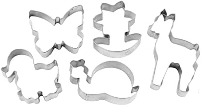 Besuche den Dr. Oetker-Store Dr. Oetker 1064 Ausstecher Waldzauber 5teilig, Edelstahl, Silber, 6 x 4 x 1, 5 cm, 5 Einheiten — Weihnachtskueche