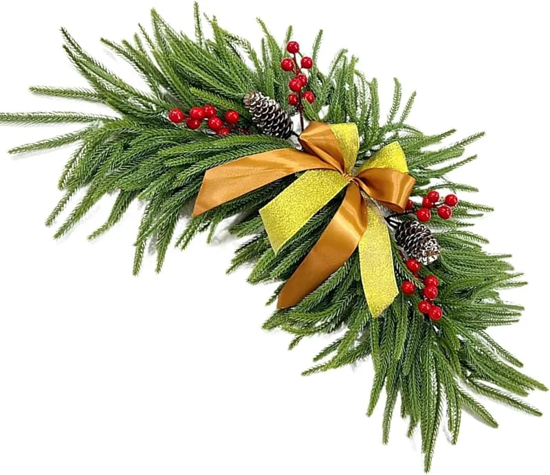 Marke: Jvjggag Weihnachtsgirlande für den Spiegel Künstliche Tannengirlande mit roten — Weihnachtsdeko