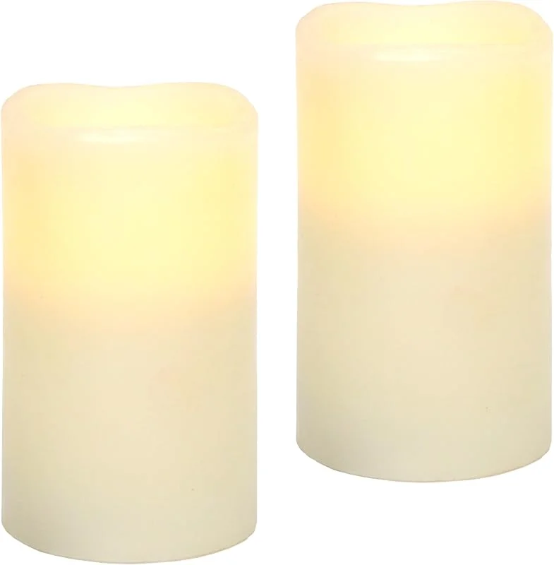 Besuche den Flair Flower-Store LED Kerzen Echtwachs Kerze 13x7cm LED-Kerze flackernd Warmweiß Stimmungslicht Lichter Dekoration Stumpenkerze große Adventskerzen Adventskranz Kranz romantisch Valentinstag 2er Set, creme — Advent und Tisch