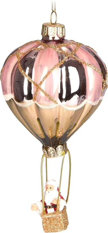 Besuche den BRUBAKER-Store BRUBAKER Weihnachtsmann im Heißluftballon Rosa Gold - 14 cm — Weihnachtsdeko
