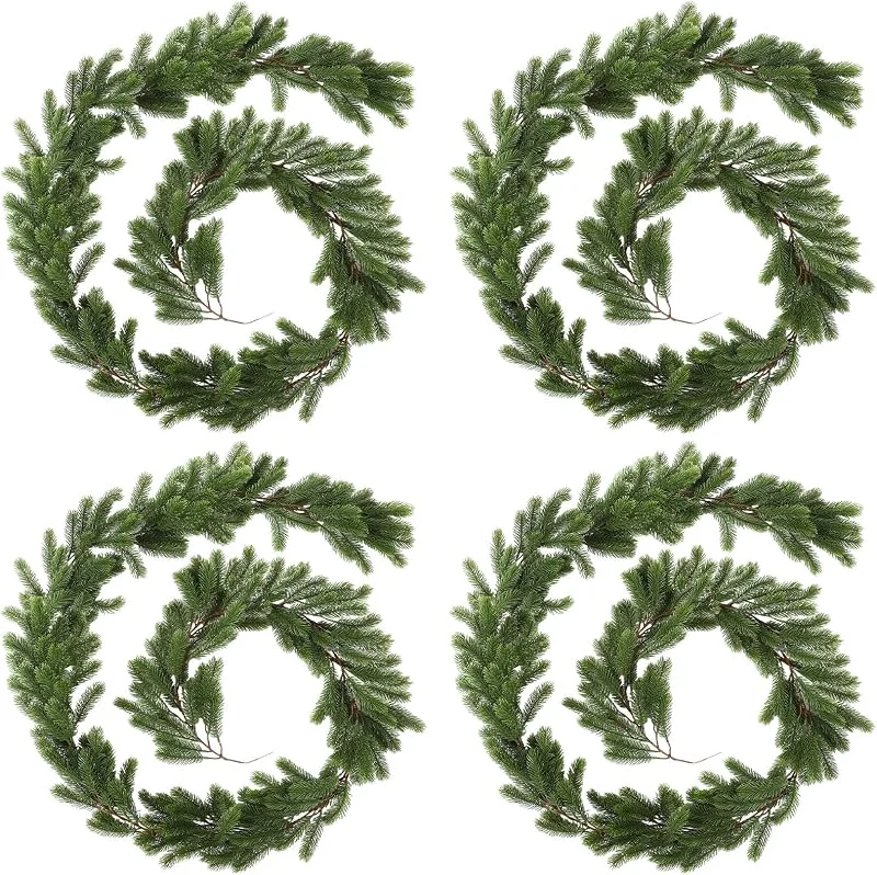 Marke: Lyrow Lyrow Weihnachtsgirlande aus Kiefernholz, künstlich, Wintergrün, Tannengirlande, künstliche Weihnachtszeit, Outdoor-Girlande für Weihnachten, Heimdekorationen, 2, 7 m, 4 Stück — Weihnachtsdeko