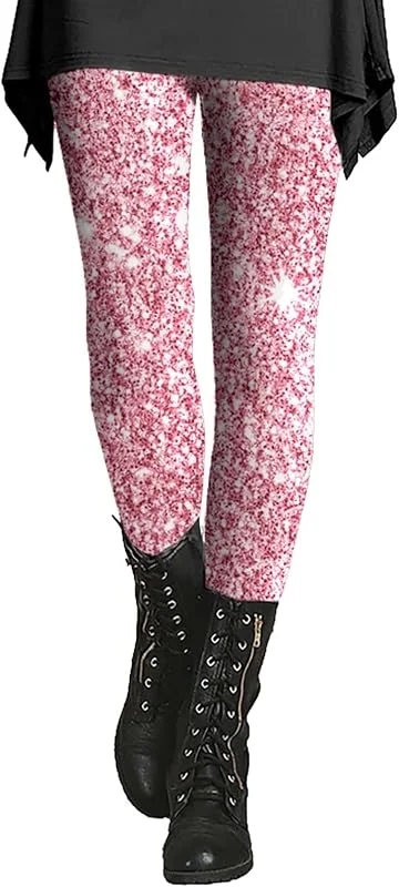 Marke: Generisch Generisch Pailletten-Hose Damen Lang Glitzer Leggings Hose Eng Yogahose High Waist Elastische Leggings Stretch Sporthose Streetwear Club Freizeithose Vintage Silvester Outfit Glitzerhose — Weihnachtsmode