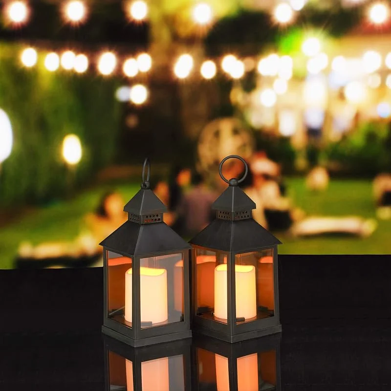 Besuche den Relaxdays-Store Relaxdays LED Laternen 2er Set, Kerze mit Flammeneffekt, Outdoor geeignet, nostalgische Deko-Laterne, H: 23 cm, schwarz — Kerzenlicht Abendessen