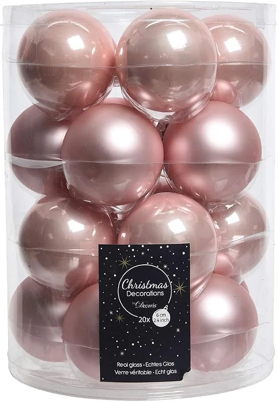 Marke: Christmas Decorations 20 Christbaumkugeln Glas 6cm Rosa — Weihnachtsdeko