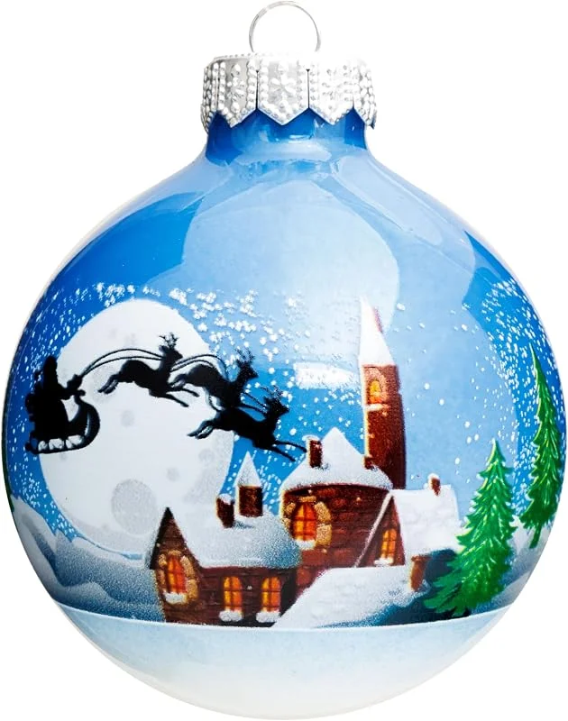 Besuche den SIKORA-Store SIKORA Bedruckte Weihnachtskugel aus Glas mit detailreichem Print Motiv besonderer Christbaumschmuck Ornament Figur, Bedruckte Kugeln:Winterlandschaft (K008) — Weihnachtsdeko