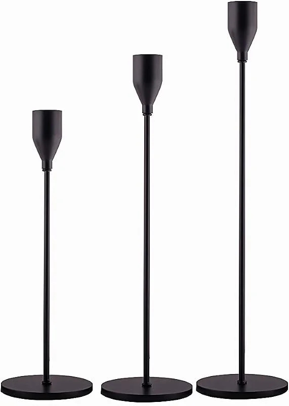 Marke: SUJUN Goldfarbener Kerzenhalter für Spitzkerzen, dekorativer Kerzenhalter für Hochzeit, Abendessen, Party, passend für 1, 9 cm Dicke Kerzen und LED-Kerzen (Metall-Kerzenständer) — Kerzenlicht Abendessen