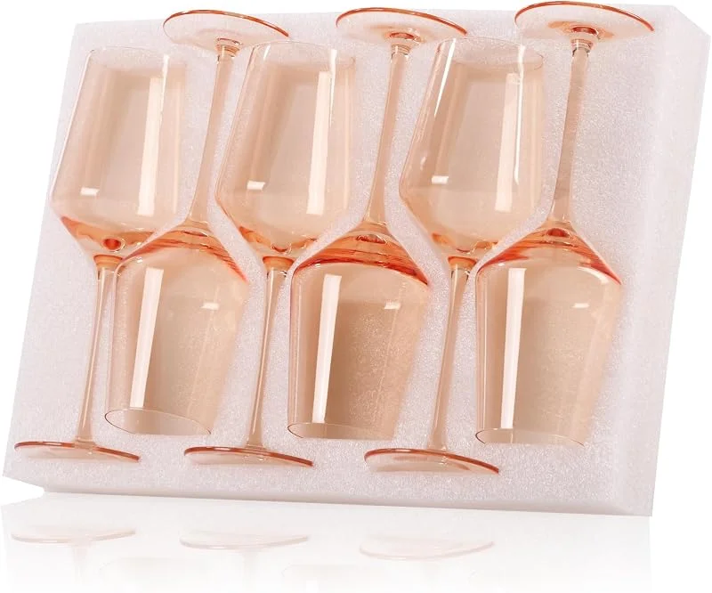 Marke: comfit comfit Blush Pink Weingläser, 170 ml, 425 ml, lichtechte Farbe, mundgeblasene Weingläser, rosa Trinkgläser – Rosa, Hochzeit, Verlobung, Einweihungsgeschenk für Frauen, Weinliebhaber — Wein und Festtafel