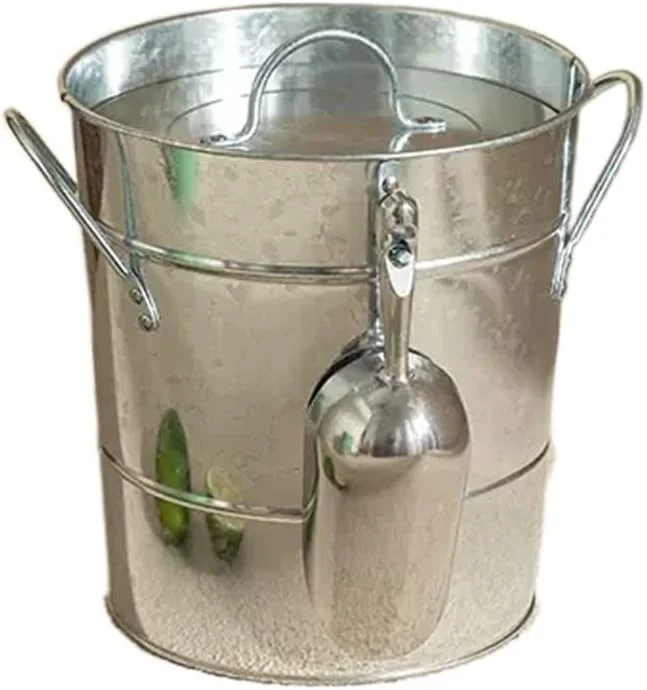 Marke: NexaGeniX sektkübel 3, 5 Liter doppelwandiger Eiskübel, isolierte Eiskübel mit Deckel und Schaufel, verdickte Eiskübel aus Metall, Party-Getränkewanne for Partys in der Küche zu Hause, Cocktailbar eiskübel(Silve — Küche & Haushalt