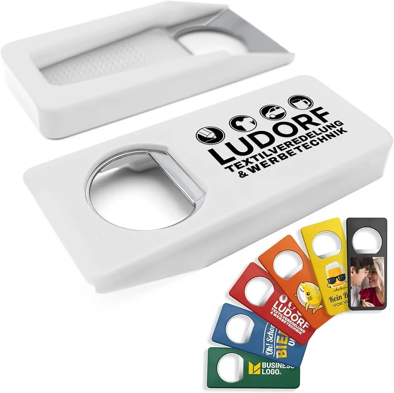 Besuche den #teamludorf-Store Personalisierte Flaschenöffner mit Verschluss (50 Stück, Weiß) – Mit eigenem Foto, Logo & Text bedruckbar – Nachhaltig aus Recycling-Kunststoff — Wein und Festtafel