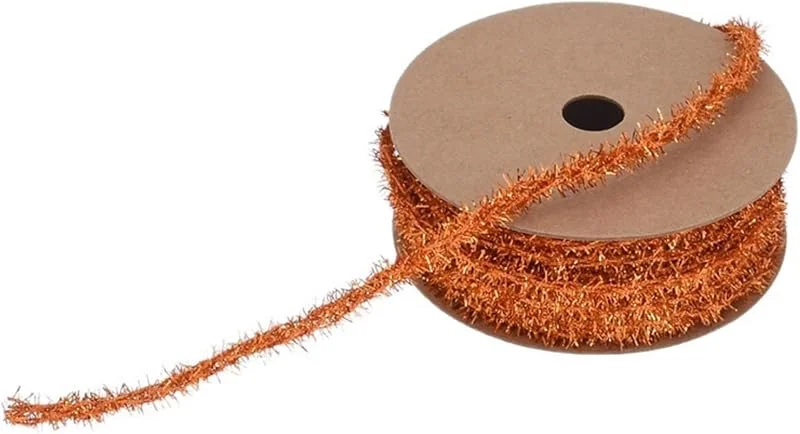 Marke: HSTWODE 1 Rolle Band Geschenkband Glitter Sparkle Stoffband - Weihnachtsbaum Lametta Girlande für Weihnachten, Hochzeit, Party (Orange) — Geschenkverpackung
