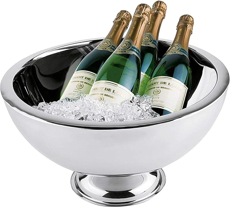Besuche den APS-Store APS Champagnerkühler, Sektkühler, doppelwandiger Flaschenkühler aus Edelstahl, 43, 5 x 43, 5 cm, Höhe 25 cm, Volumen 10, 5 Liter — Wein und Festtafel