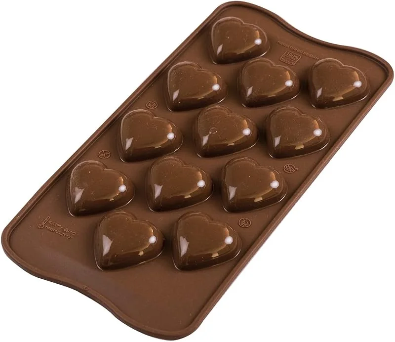 Besuche den silikomart-Store silikomart, SCG48 Silikonform für Pralinen MY LOVE, Antihaft, 12 Pralinen, Form für Süßigkeiten, Easy Choc, 31 mm x 30 mm, h 15 mm, Volumen 96 ml, Made in Italy — Weihnachtskueche