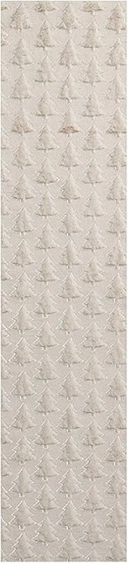 Marke: Odoukey Plüsch-Weihnachts-Tischläufer, 33 x 183 cm, weiches Baummuster, saisonale Tischdekoration für Winterküche und Esszimmer, Heimparty, Beige — Küche & Haushalt