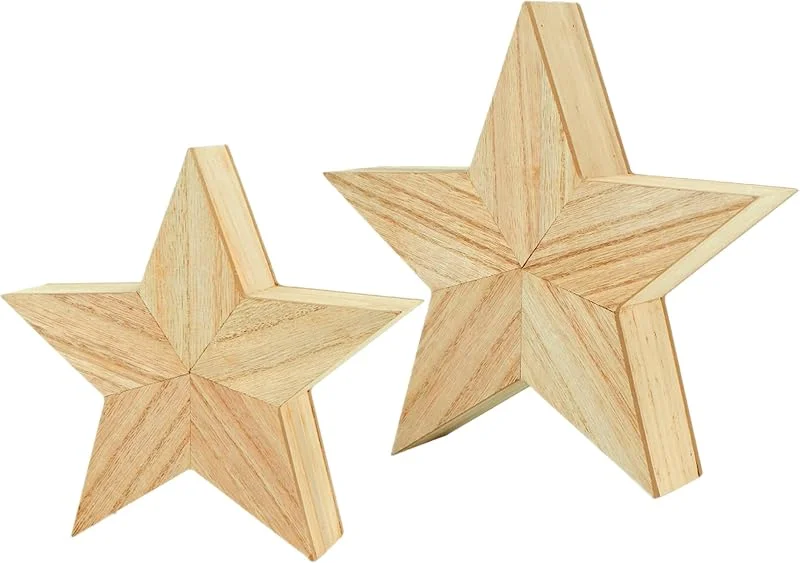 Besuche den Spetebo-Store Spetebo Deko Holz Stern naturbelassen 2er Set - 26 cm, 21 cm - Deko Aufsteller Weihnachtstern - Weihnachten Advent Tisch Fenster Dekoration Aufsteller — Weihnachtsdeko