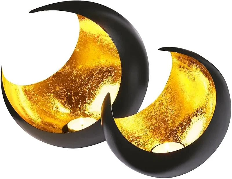 Besuche den Marrakesch Orient & Mediterran Interior-Store 2er Set Orientalisches Teelichthalter Moon modern aus Metall 20 cm — Advent und Tisch