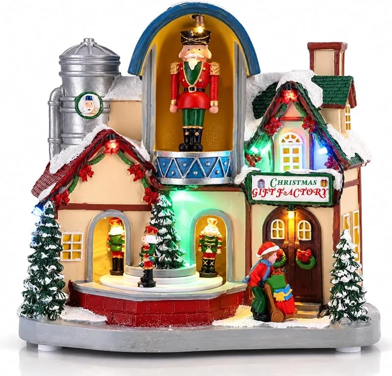 Besuche den orenm-Store Beleuchtetes Weihnachtsdorf, animierter Nussknacker, Geschenk — Weihnachtsdeko