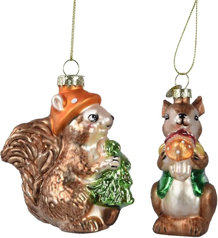 Marke: Kaemingk Christbaumschmuck Glas Eichhörnchen, Hase 11cm Weihnachtskugeln - Braun — Weihnachtsdeko