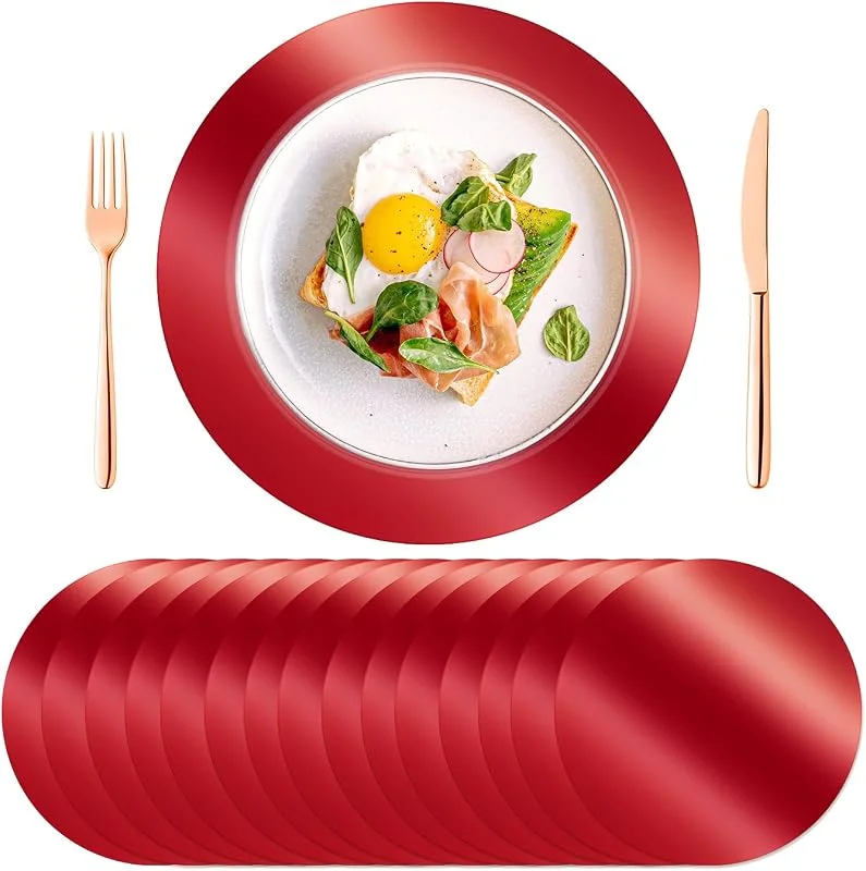 Marke: KesaPlan KesaPlan 100 Stück runde rote Platzsets, 33 cm, Einweg-Papier-Tischsets für Esstisch, verspiegelt, rot, Platzset für Weihnachten, Erntedankfest, Küche, Bankett, Tisch, Hochzeit, Dinner-Party, 100 — Küche & Haushalt
