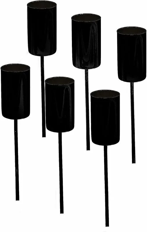 Besuche den Spetebo-Store Kerzenpick für Stabkerzen 6er Set - schwarz - Kerzenhalter für Tafelkerzen - Kerzen Stecker für Advents und Weihnachts Gesteck — Kerzenlicht Abendessen