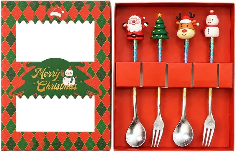 Marke: Yjkedfh Weihnachts-Löffel-Gabel-Set 4-teiliges Weihnachtsgeschirr mit Farbverlauf — Advent und Tisch