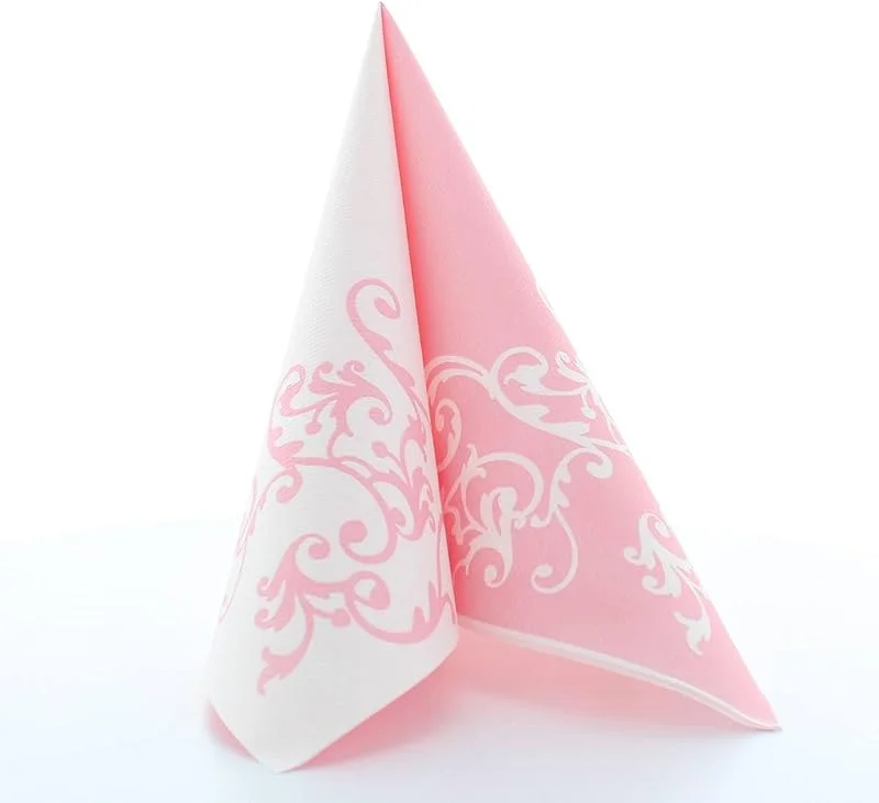 Marke: Tisch-Deko 50 Servietten, stoffähnlich, Airlaid 1, 4-Falz 40cm x 40cm Ornaments Rosa Weiss — Advent und Tisch